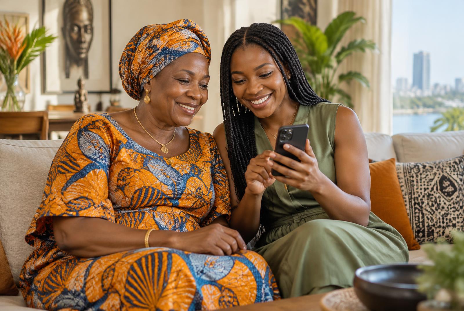 Une jeune femme recharge le téléphone de sa mère depuis PayeDirect